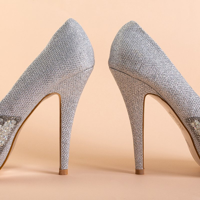 Női ezüst fényes szivattyúk cirkóniával Idora - Lábbeli