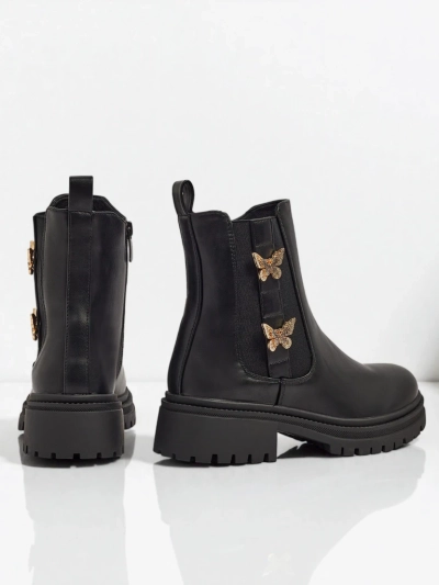 Bravelle műbőr női bokacsizma pillangókkal