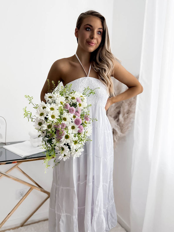 Női pánt nélküli ruha fehér PLUS SIZE - Ruházat