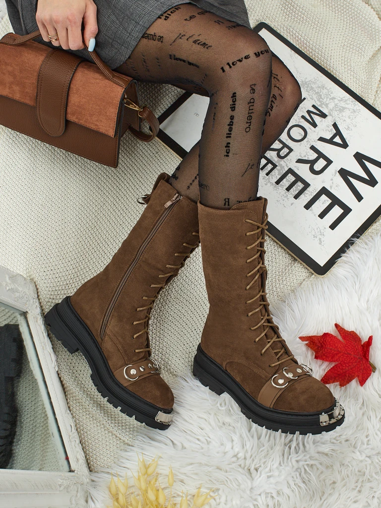 Royalfashion Fűzős női bokacsizma Werces