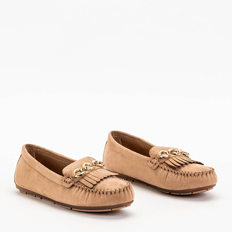 Világosbarna Terikala öko-velúr naplopók nőknek - Lábbeli