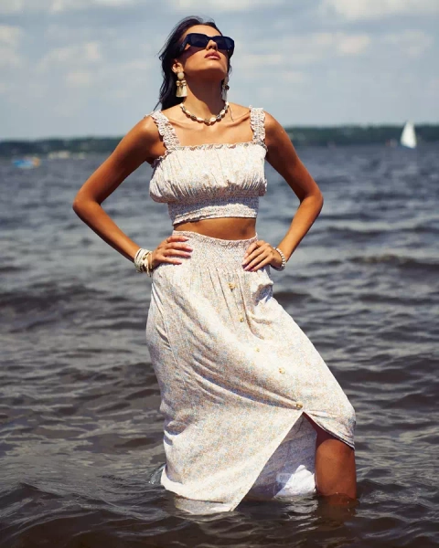 Royalfashion Női virágos szett sárga színben