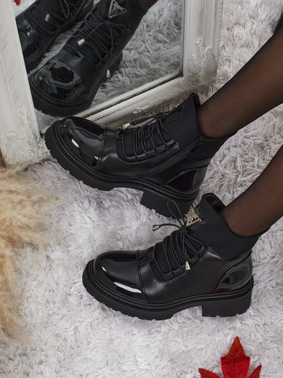 Elisse öko bőr fűzős női bokacsizma