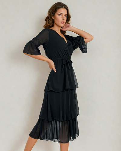 Royalfashion Női midi ruha fodrokkal