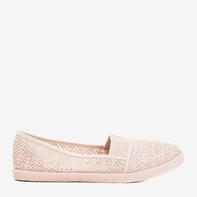 Jasnoróżowe damskie ażurowe slip - on Ticolisa - Obuwie