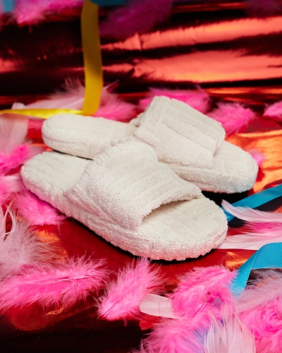 Royalfashion Bézs női szövet flip-flop Tylles