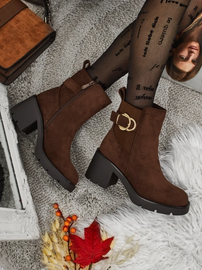 Női öko velúr bokacsizma vastag sarokkal Solenya