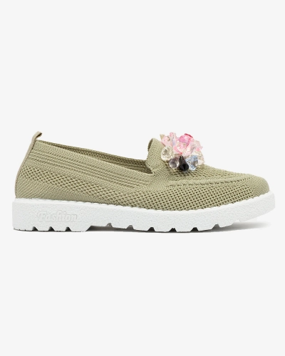 Royalfashion Sötétzöld női díszített slip on félcipő Enweta