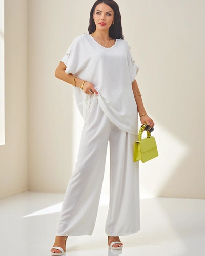 Royalfashion Női pamut két részes szett rövid ujjakkal és bő nadrággal