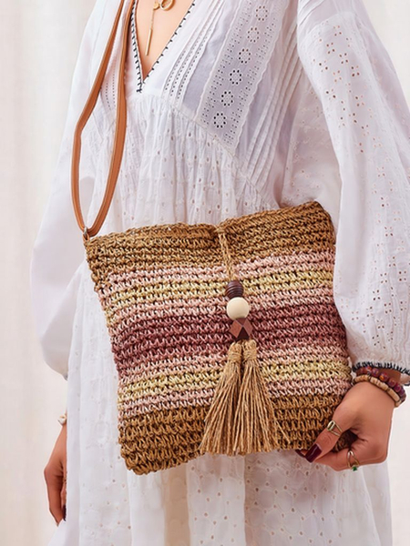 Királyi divat Kis szalmatáska nőknek Csíkos báj Mini