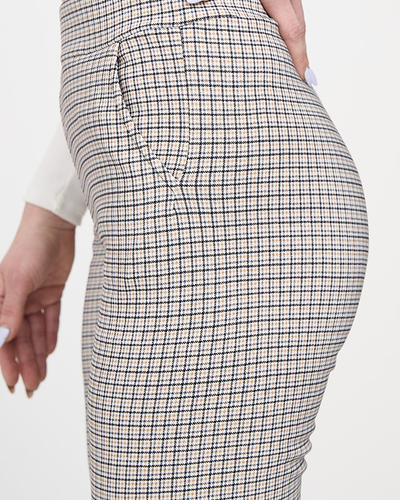 Sárga-fekete női kockás teggings- Ruházat