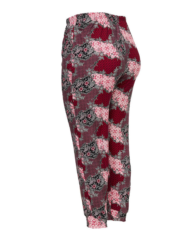 Gesztenyebarna mintás női PLUSZ MÉRETŰ nadrág - Ruházat