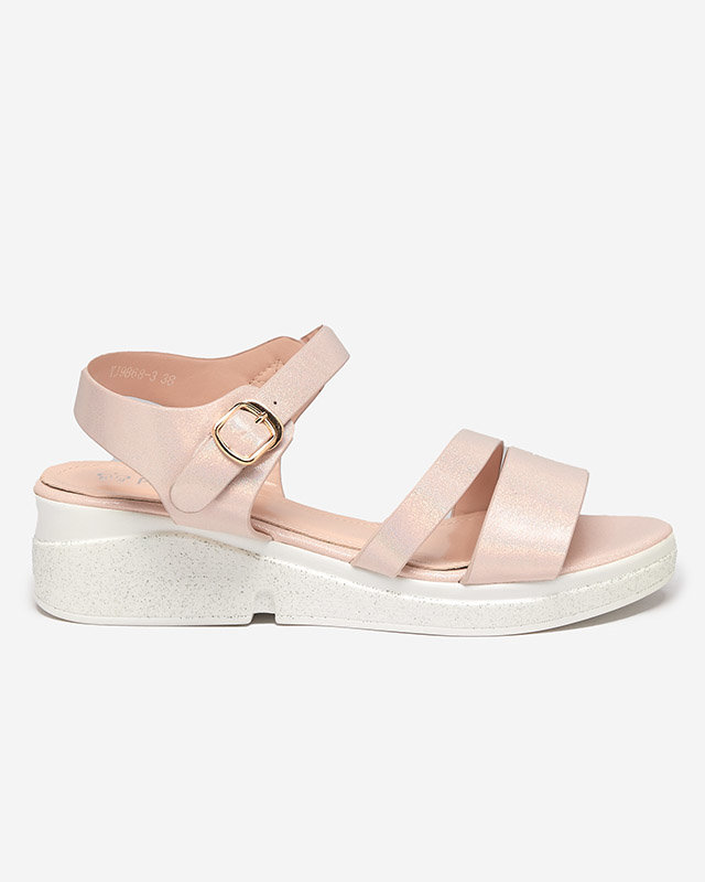 OUTLET Rózsaszín női szandál holografikus Angesi effektussal - Lábbeli