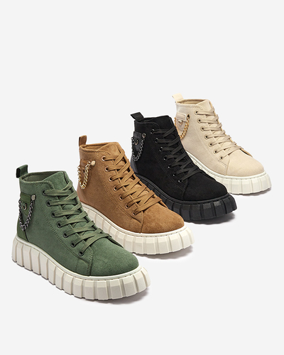 Krémszínű női csipkés sportcsizma díszítéssel Tamti - Lábbeli