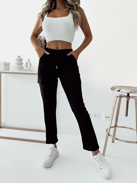 Royalfashion Fekete női bordázott harci nadrág