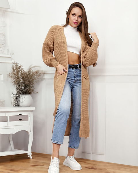 Royalfashion Világosbarna női ágytakaró pulóver