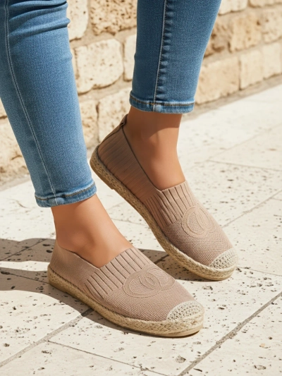 Női Callisto espadrilles világosbarna lapos sarkú ökológiai bőr