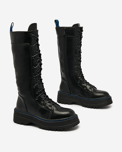 Royalfashion Fekete női magas szárú csizma Elicca