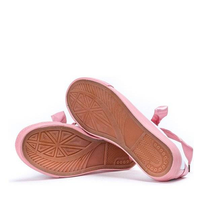 OUTLET Lila szalaggal kötött fehér és rózsaszín cipők - Lábbeli