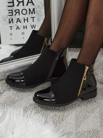 Luna Elegáns Fekete Őszi Bokacsizma