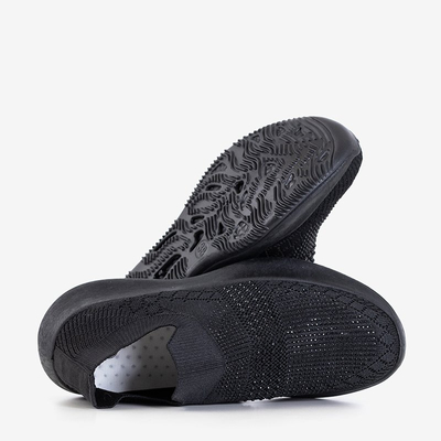 Női fekete papucs, köbös cirkóniával Renda - Lábbeli