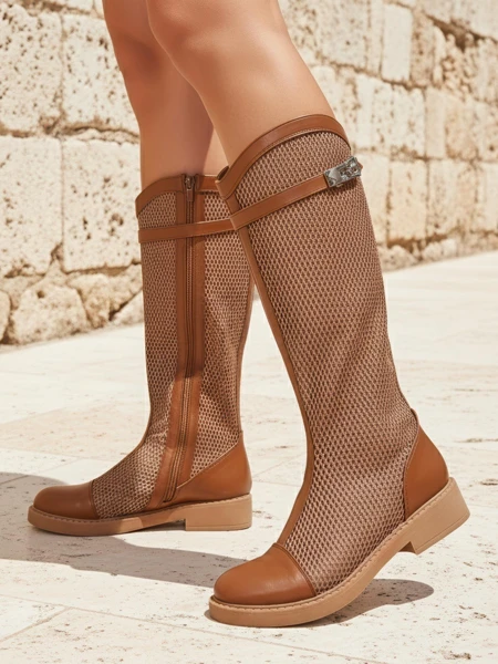 Royalfashion Magas perforált nős csizmák Ovittole