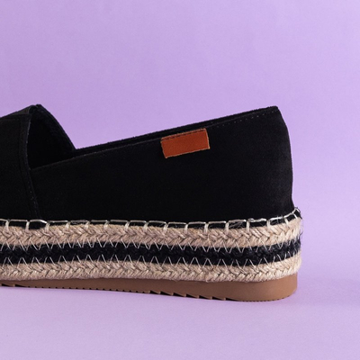 Női fekete öko-velúr espadrillák a Ceresa platformon - Lábbeli