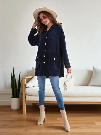 Royalfashion Női kardigán arany gombokkal PLUS SIZE
