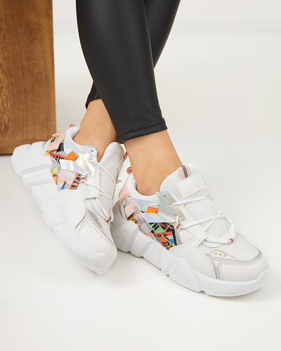 Női fehér sportcipő színes betétekkel Deroni - Lábbeli
