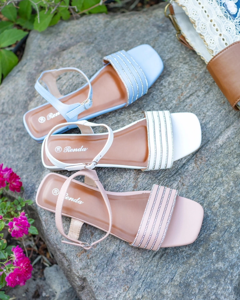 Royalfashion Kék női lapos szandál cirkóval Lubrus