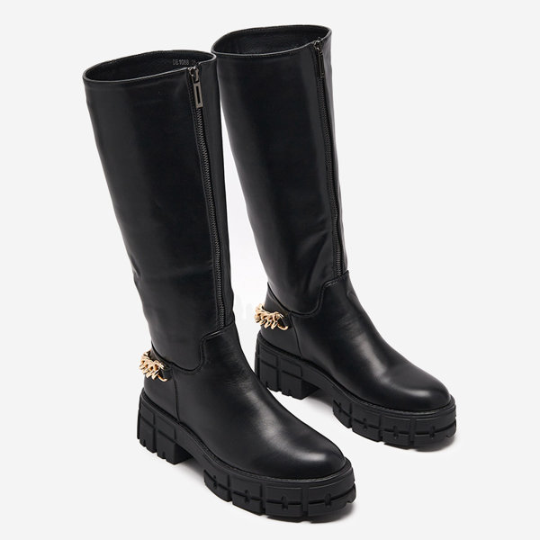 OUTLET Fekete női nem hőszigetelt eco-bőr csizma Verola - Lábbeli