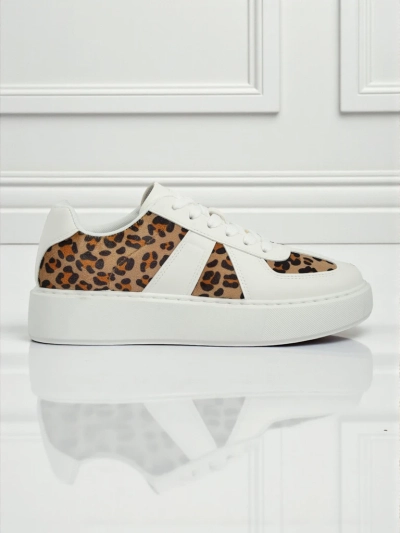 Calista Leopardia női sneakerek – Fehér öko bőr szövet tavasz 4cm