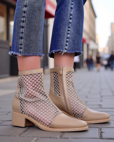 Royalfashion Női Nyitott Mintás Bokacsizma Alacsony Sarokkal Rowices