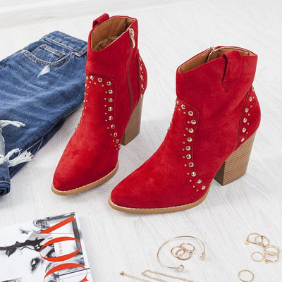 Piros cowboy csizma a magas Gana oszlopon - Lábbeli