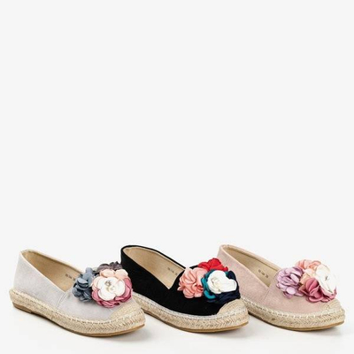 Szare espadryle z kwiatkami Fandi - Obuwie