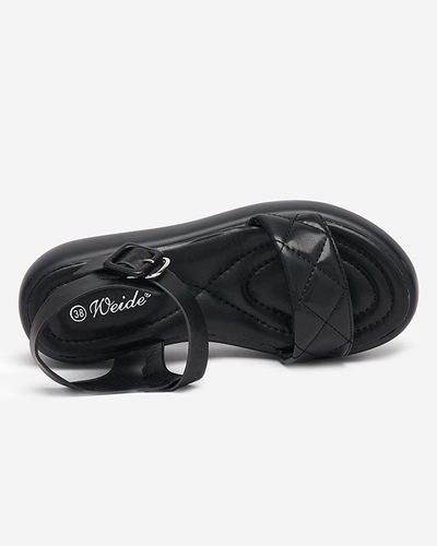 OUTLET Női eco bőr steppelt ékszandál fekete Baloui színben. Cipő