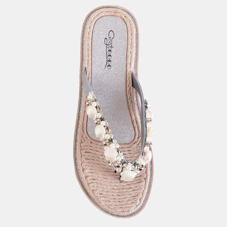 OUTLET Ezüst női papucs Jefis díszítéssel - Lábbeli