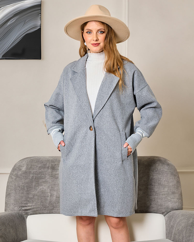 Royalfashion női térdig érő kabátkabát szürke színben