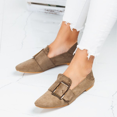 Zielone mokasyny z dżetami i klamrą Lucca - Obuwie