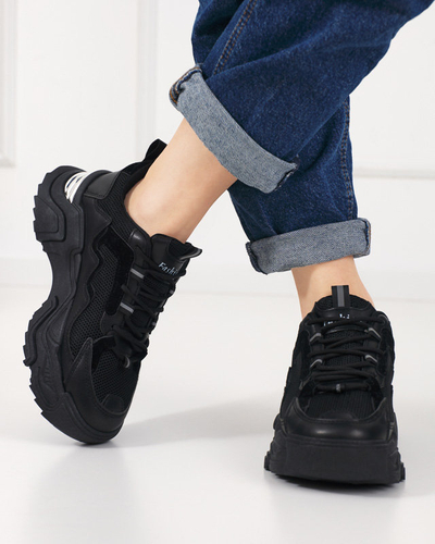 OUTLET Fekete női sportcipő hálós tornacipő Dewinso - Lábbeli