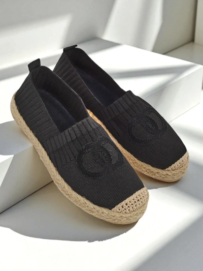 Atena fekete női espadrilles – lapos sarok, ökológiai velúrbőr