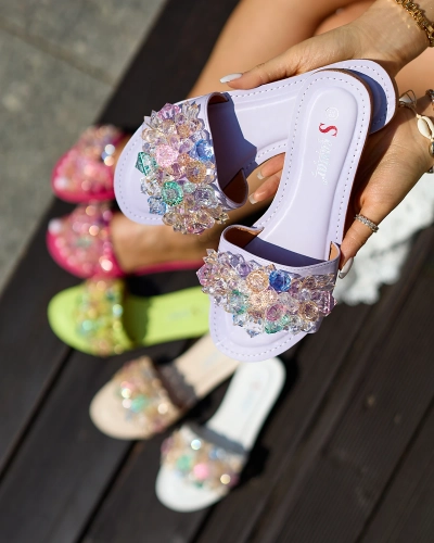 Royalfashion Lila női flip-flop színes kristályokkal Bling Breeze