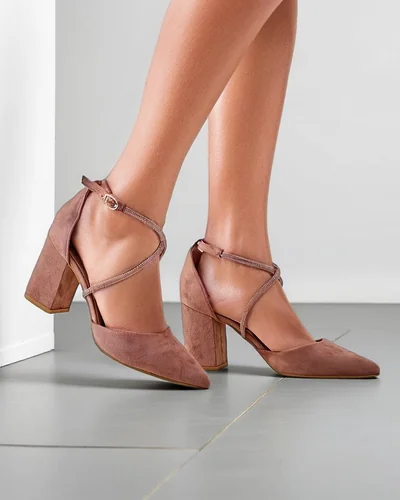 Royalfashion Női öko velúr magassarkú cipők pántokkal Eurole