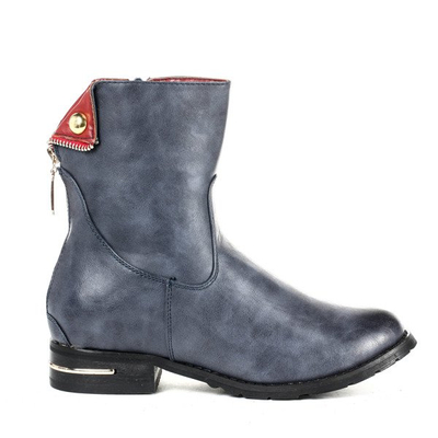 Granatowe botki workery z suwakami Daseryve - Obuwie