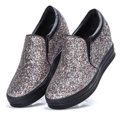 Brokatowe tenisówki na krytym koturnie Faterrena - Obuwie