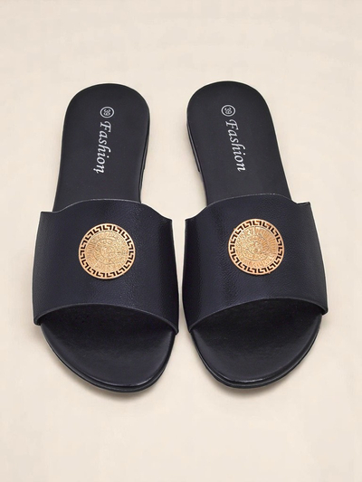 Royalfashion Női lapos talpú papucs Golden Slip
