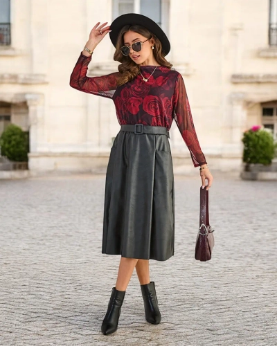 Royalfashion Női midi szoknya NAGY MÉRET