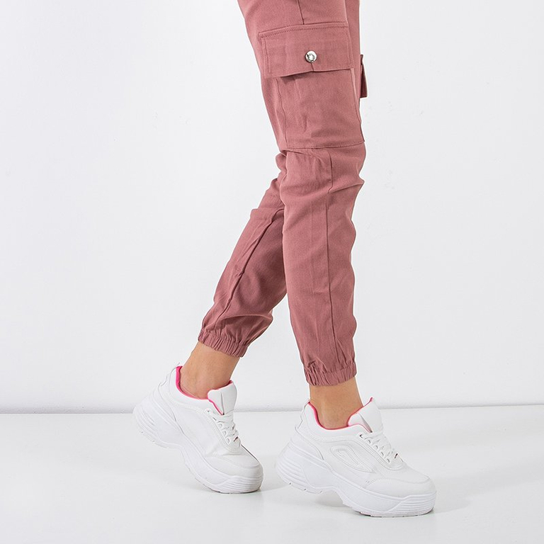 Sötét rózsaszín női teher nadrág zsebbel - Ruházat