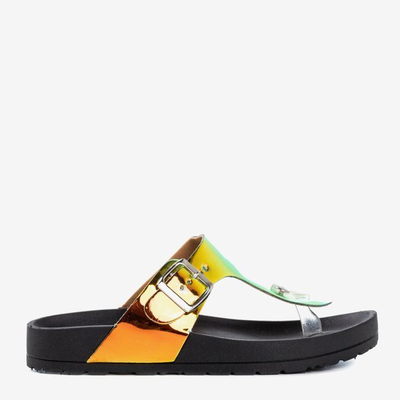 Női fekete holografikus szandál Manila csat - lábbeli