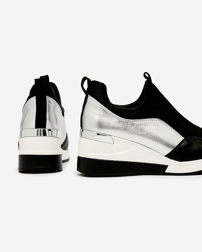 Royalfashion Ezüst-fekete női sportcipő magassarkú cipő Asillas